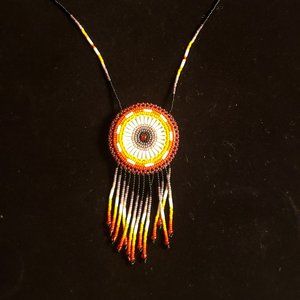 Beautiful Native Beaded Pouch Necklace